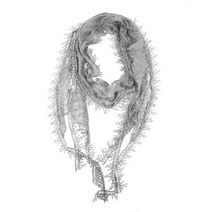 Dbpashmina Women's Lightweight Oblong Lace Scarf Grey Color